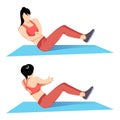Girl doing russian twist exercise in 2 step, workout position which targets the abdominals. Royalty Free Stock Photo