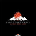 Logo design graphic vector stock image graphic peak mountain fire flame capture camera photography adventure vacation forest Royalty Free Stock Photo