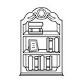 Bookshelf icon in outline style isolated on white background. Library symbol stock vector illustration Royalty Free Stock Photo