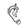 PrintIsolated pictogram earings, accessories for ear, woman things Royalty Free Stock Photo