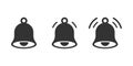 Notification bell icon set. Alarm symbols. Message bell icon. Bell vector illustration Royalty Free Stock Photo