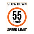 Slow Down Speed limit 55 km-h warning signage vector illustration Royalty Free Stock Photo
