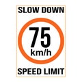 Slow Down Speed limit 75 km-h warning signage vector illustration Royalty Free Stock Photo