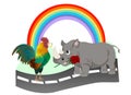 R is for rhinoceros , Rainbow, Rooster, Rose, Ring and Road Royalty Free Stock Photo