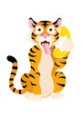 Funny Tiger on Telephone Vector illustration Clipart Royalty Free Stock Photo