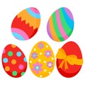 Easter eggs set for Spring holiday. Decorated eggs paint art for traditional hunting celebration. Vector illustration Royalty Free Stock Photo
