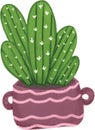 cute green cactus clip art, cactus plant in pot Royalty Free Stock Photo