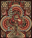 Club poker playing card art deco style, vector Royalty Free Stock Photo