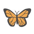 Butterfly cartoon clipart. Cute monarch butterfly (Danaus plexippus) vector illustration. Animal in flat style Royalty Free Stock Photo