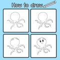 Illustrator of How to draw octopus Royalty Free Stock Photo