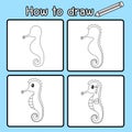 Illustrator of How to draw Sea horse Royalty Free Stock Photo