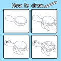 Illustrator of How to draw Sea turtle Royalty Free Stock Photo