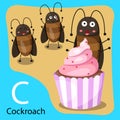 Illustrator of C is cockroach for Bug Royalty Free Stock Photo