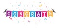 Congratulations sign banner with colorful confetti and bunting flags Royalty Free Stock Photo