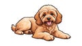 Cockapoo Apricot Puppy Wall Art, Sweet and Adorable Digital Painting Royalty Free Stock Photo