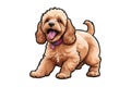 Cockapoo Apricot Puppy Wall Art, Sweet and Adorable Digital Painting Royalty Free Stock Photo