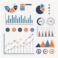 Comprehensive set of charts, graphs, and icons for data visualization.