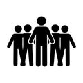 A vector silhouette illustration depicting a leader figure standing in front of a group, Royalty Free Stock Photo