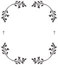 ternal Memory Funeral Invitation Card Featuring Subtle Religious Background, Graceful Frame Edges, Gentle Leaves Royalty Free Stock Photo