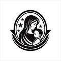 Elegant Mother and Child Icon Silhouette design Royalty Free Stock Photo
