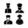 Set of Chef Icon Silhouettes in Black Style Royalty Free Stock Photo