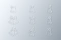 collection of christmas bell outline icons with ribbon made in white paper cut effect style Royalty Free Stock Photo