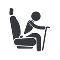 Isolated pictogram elderly or old people on car seat with seatbelt, symbolizing priority passanger Royalty Free Stock Photo