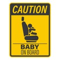 Isolated pictogram baby on car seat with seatbelt, symbolizing passanger seat for babies, child Royalty Free Stock Photo