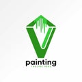 initial V sans serif font with roof house paint drop monogram property home Royalty Free Stock Photo