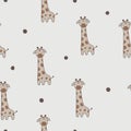 Hand drawn seamless pattern with cute giraffe Royalty Free Stock Photo