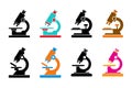 Microscope icon set simple design. Royalty Free Stock Photo