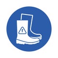 Isolated pictogrm wear electrically resistant boots for protection against high voltage electricity Royalty Free Stock Photo