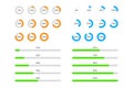 collection of loading icons, loading bars, circles made with various colors Royalty Free Stock Photo