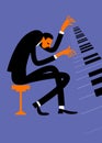 The pianist is playing, vector illustration, music festival poster design, concert flyer Royalty Free Stock Photo