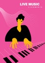 The pianist woman is playing, vector illustration, music festival poster design, concert flyer, music party Royalty Free Stock Photo