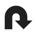 Black U turn sign vector Royalty Free Stock Photo
