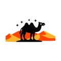 Desert Life Camel Silhouette Illustration Royalty Free Stock Photo