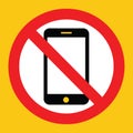 Flat design of no phone sign for restricted zones Royalty Free Stock Photo