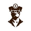 Veterinary Dog Logo with Medical Cross and Glasses Royalty Free Stock Photo