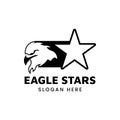 Black and White Eagle Stars Logo Design Royalty Free Stock Photo