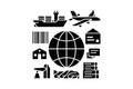 Global Logistics and Supply Chain Vector Icons Shipping, Transport, Trade Symbol Set Royalty Free Stock Photo
