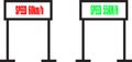 60KM h Red and 55KM h Green on Black Poles, White Background Royalty Free Stock Photo