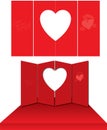 Red greeting card, folding design split into four panels. Royalty Free Stock Photo