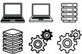 Technology icon bundle Laptop Server Gears Royalty Free Stock Photo