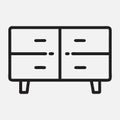 Elegant Sideboard with Hutch in Minimalist Line Art Style Royalty Free Stock Photo