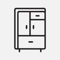 Modern Shoe Cabinet Icon in Clean Line Art Style Royalty Free Stock Photo