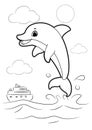 Line Art Vector Illustration of a Cute Dolphin Royalty Free Stock Photo