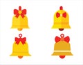 Collection of Golden Bells with Red Bows Festive Holiday Icons Royalty Free Stock Photo