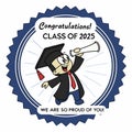 Graduates 2025 Celebration Badge Academic Achievement Graphic with Cap 06 Royalty Free Stock Photo