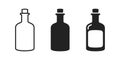 Bottle icon, Glass container icon, Glass bottle icon set. Empty glass bottle design icon. Royalty Free Stock Photo